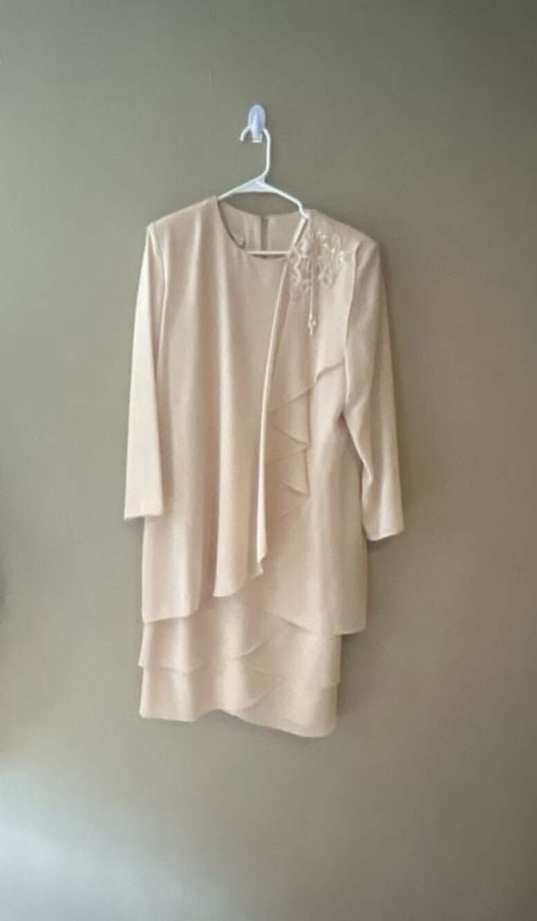 Patra Women's Beaded Dress Champagne Size 14